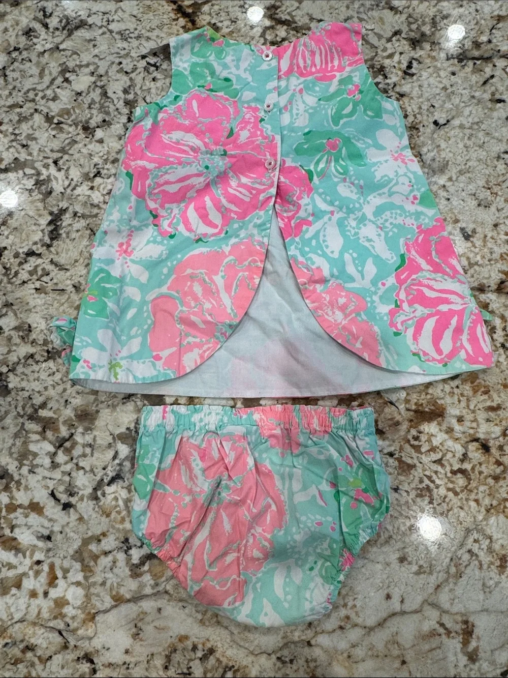 Lilly Pulitzer Pink & Mint Floral Baby Dress with Bloomers